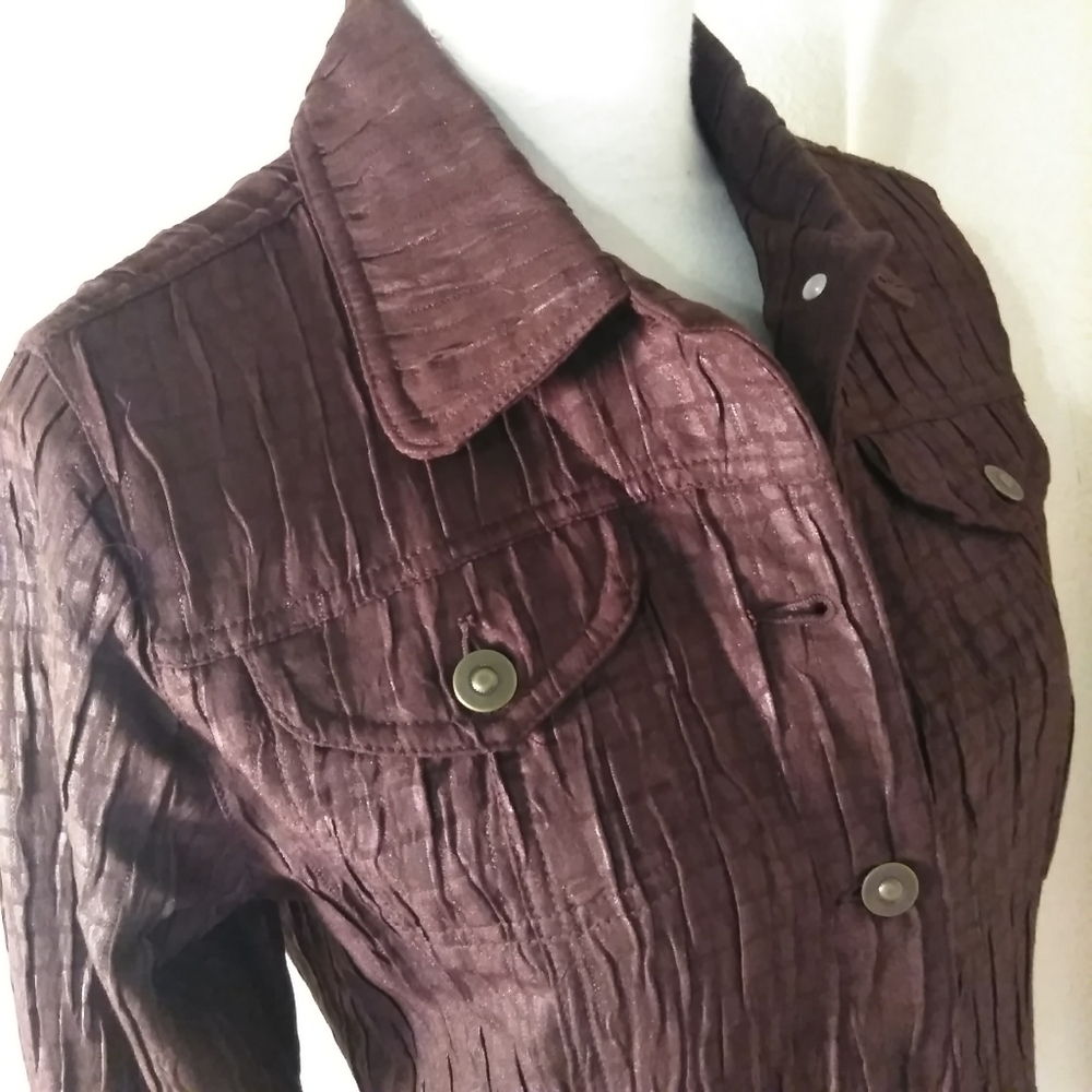 Ruby Rd Brown Button-Down Neutral Earthy Crocodil… - image 5